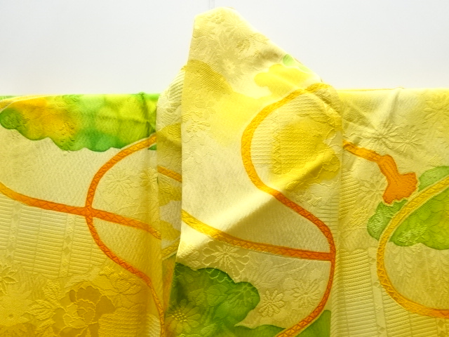  雲に組紐模様小紋着物